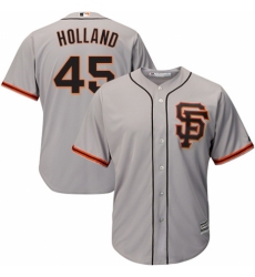 Youth Majestic San Francisco Giants #45 Derek Holland Authentic Grey Road 2 Cool Base MLB Jersey