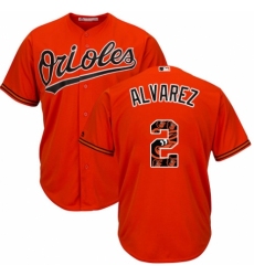 Men's Majestic Baltimore Orioles #2 Pedro Alvarez Authentic Orange Team Logo Fashion Cool Base MLB Jersey
