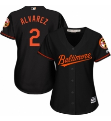 Women's Majestic Baltimore Orioles #2 Pedro Alvarez Authentic Black Alternate Cool Base MLB Jersey