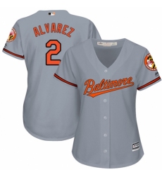Women's Majestic Baltimore Orioles #2 Pedro Alvarez Authentic Grey Road Cool Base MLB Jersey