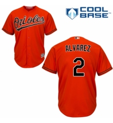 Youth Majestic Baltimore Orioles #2 Pedro Alvarez Authentic Orange Alternate Cool Base MLB Jersey