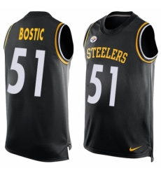 Men's Nike Pittsburgh Steelers #51 Jon Bostic Limited Black Player Name & Number Tank Top NFL Jersey