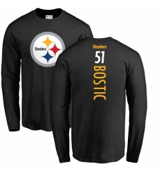 Nike Pittsburgh Steelers #51 Jon Bostic Black Backer Long Sleeve T-Shirt