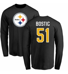 Nike Pittsburgh Steelers #51 Jon Bostic Black Name & Number Logo Long Sleeve T-Shirt
