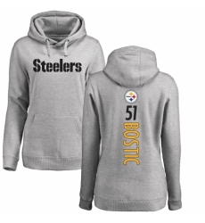 Women's Nike Pittsburgh Steelers #51 Jon Bostic Ash Backer Pullover Hoodie