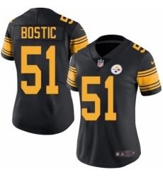 Women's Nike Pittsburgh Steelers #51 Jon Bostic Limited Black Rush Vapor Untouchable NFL Jersey