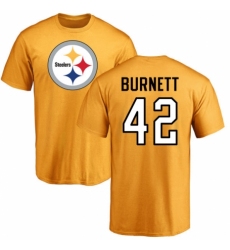 Nike Pittsburgh Steelers #42 Morgan Burnett Gold Name & Number Logo T-Shirt