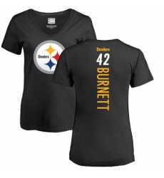 Women's Nike Pittsburgh Steelers #42 Morgan Burnett Black Backer Slim Fit T-Shirt