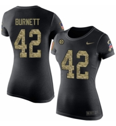 Women's Nike Pittsburgh Steelers #42 Morgan Burnett Black Camo Salute to Service T-Shirt
