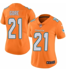 Women's Nike Miami Dolphins #21 Frank Gore Limited Orange Rush Vapor Untouchable NFL Jersey