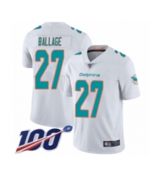 Men's Miami Dolphins #27 Kalen Ballage White Vapor Untouchable Limited Player 100th Season Football Jersey