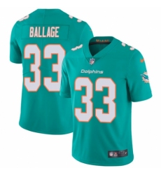 Men's Nike Miami Dolphins #33 Kalen Ballage Aqua Green Team Color Vapor Untouchable Limited Player NFL Jersey