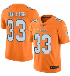 Men's Nike Miami Dolphins #33 Kalen Ballage Elite Orange Rush Vapor Untouchable NFL Jersey