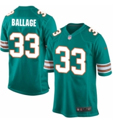 Men's Nike Miami Dolphins #33 Kalen Ballage Game Aqua Green Alternate NFL Jersey