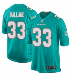 Men's Nike Miami Dolphins #33 Kalen Ballage Game Aqua Green Team Color NFL Jersey