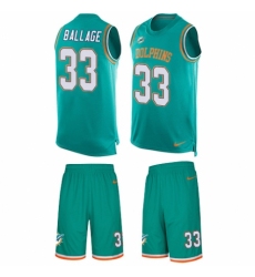 Men's Nike Miami Dolphins #33 Kalen Ballage Limited Aqua Green Tank Top Suit NFL Jersey
