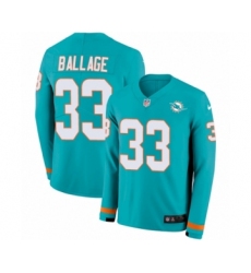 Men's Nike Miami Dolphins #33 Kalen Ballage Limited Aqua Therma Long Sleeve NFL Jersey