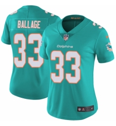Women's Nike Miami Dolphins #33 Kalen Ballage Aqua Green Team Color Vapor Untouchable Elite Player NFL Jersey