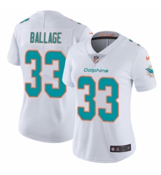Women's Nike Miami Dolphins #33 Kalen Ballage White Vapor Untouchable Elite Player NFL Jersey