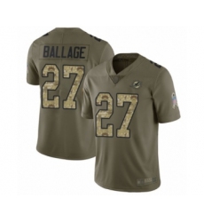 Youth Miami Dolphins #27 Kalen Ballage Limited Olive Camo 2017 Salute to Service Football Jersey