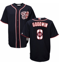 Men's Majestic Washington Nationals #8 Brian Goodwin Authentic Navy Blue Team Logo Fashion Cool Base MLB Jersey
