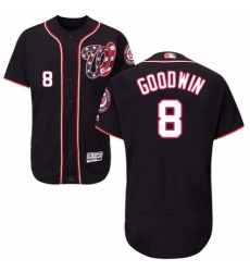 Men's Majestic Washington Nationals #8 Brian Goodwin Navy Blue Alternate Flex Base Authentic Collection MLB Jersey