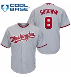Youth Majestic Washington Nationals #8 Brian Goodwin Replica Grey Road Cool Base MLB Jersey