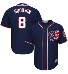 Youth Majestic Washington Nationals #8 Brian Goodwin Replica Navy Blue Alternate 2 Cool Base MLB Jersey