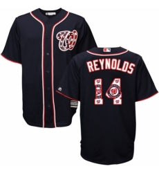 Men's Majestic Washington Nationals #14 Mark Reynolds Authentic Navy Blue Team Logo Fashion Cool Base MLB Jersey