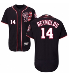 Men's Majestic Washington Nationals #14 Mark Reynolds Navy Blue Alternate Flex Base Authentic Collection MLB Jersey