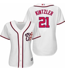 Women's Majestic Washington Nationals #21 Brandon Kintzler Replica White Home Cool Base MLB Jersey
