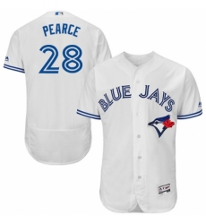 Men's Majestic Toronto Blue Jays #28 Steve Pearce White Home Flex Base Authentic Collection MLB Jersey