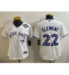 Women's Toronto Blue Jays #22 Ernie Clement White 2025 World Series Home Cool Base Stitched Baseball Jersey(Run Small)