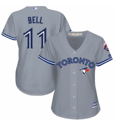 Women's Majestic Toronto Blue Jays #11 George Bell Authentic Grey Road MLB Jersey