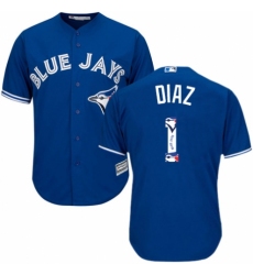 Men's Majestic Toronto Blue Jays #1 Aledmys Diaz Authentic Blue Team Logo Fashion MLB Jersey
