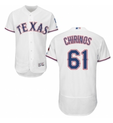 Men's Majestic Texas Rangers #61 Robinson Chirinos White Home Flex Base Authentic Collection MLB Jersey