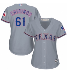 Women's Majestic Texas Rangers #61 Robinson Chirinos Replica Grey Road Cool Base MLB Jersey