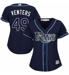 Women's Majestic Tampa Bay Rays #49 Jonny Venters Authentic Navy Blue Alternate Cool Base MLB Jersey