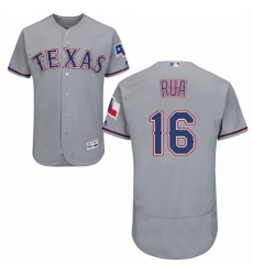 Men's Majestic Texas Rangers #16 Ryan Rua Grey Road Flex Base Authentic Collection MLB Jersey