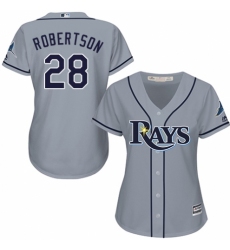 Women's Majestic Tampa Bay Rays #28 Daniel Robertson Replica Grey Road Cool Base MLB Jersey