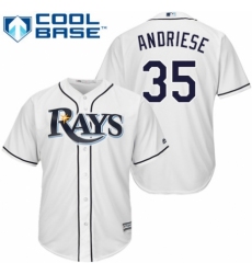 Youth Majestic Tampa Bay Rays #35 Matt Andriese Authentic White Home Cool Base MLB Jersey