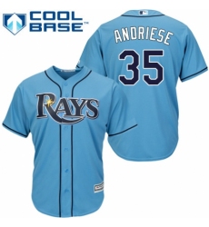 Youth Majestic Tampa Bay Rays #35 Matt Andriese Replica Light Blue Alternate 2 Cool Base MLB Jersey