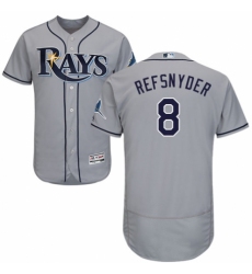 Men's Majestic Tampa Bay Rays #8 Rob Refsnyder Grey Road Flex Base Authentic Collection MLB Jersey
