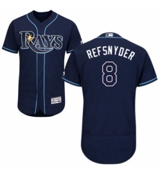 Men's Majestic Tampa Bay Rays #8 Rob Refsnyder Navy Blue Alternate Flex Base Authentic Collection MLB Jersey