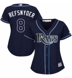 Women's Majestic Tampa Bay Rays #8 Rob Refsnyder Authentic Navy Blue Alternate Cool Base MLB Jersey