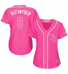 Women's Majestic Tampa Bay Rays #8 Rob Refsnyder Authentic Pink Fashion Cool Base MLB Jersey