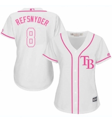 Women's Majestic Tampa Bay Rays #8 Rob Refsnyder Authentic White Fashion Cool Base MLB Jersey
