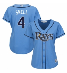 Women's Majestic Tampa Bay Rays #4 Blake Snell Authentic Light Blue Alternate 2 Cool Base MLB Jersey