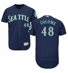 Men's Majestic Seattle Mariners #48 Alex Colome Navy Blue Alternate Flex Base Authentic Collection MLB Jersey