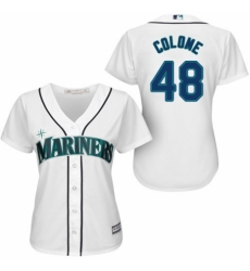 Women's Majestic Seattle Mariners #48 Alex Colome Authentic White Home Cool Base MLB Jersey